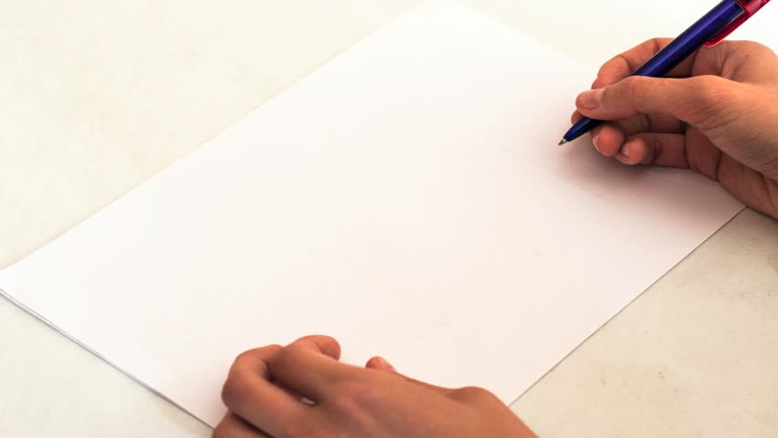 Time Lapse: hand draws home and family on a sheet of paper (HD)