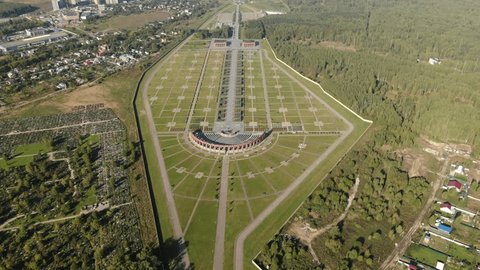 Aerial Drone Approach to Federal Memorial Cemetery in Mytishchi