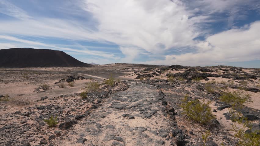 Lava Field and Rocks Under Amboy Volcano Crater, National Natural Landmark of California USA