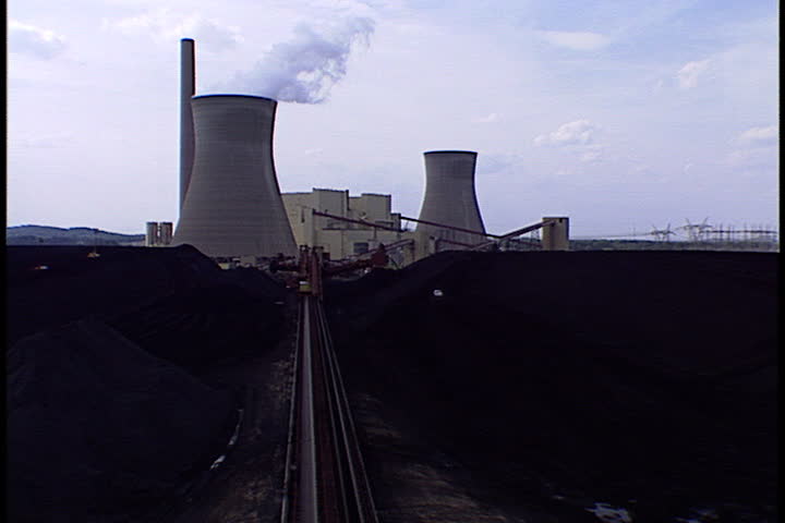 Coal field, coal conveyor and towers in Rockport, Indiana.