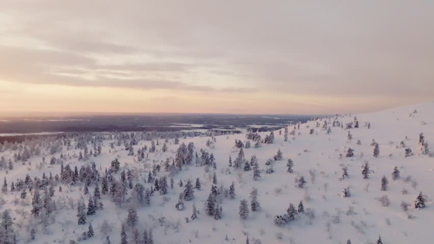 Winter Wonderland: Breathtaking fell landscape in Northern Finland at dawn