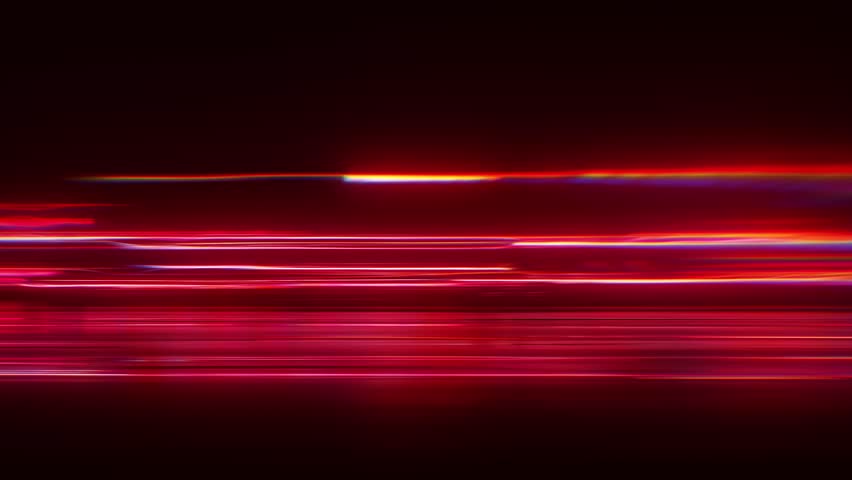 Abstract high speed light trails, neon red motion blur side view, futuristic urban traffic streaks, cyberpunk velocity seamless loop, 4K VJ loop.
Dynamic abstract footage showing a side view of horizontal red and white light trails processing at high speed. Futuristic neon motion blur background perfect for representing urban traffic, data flow, fiber optics, or digital acceleration. Perfect for VJ sets, tech presentations, and modern video backdrops. This seamless loop ensures smooth playback for extended video content.