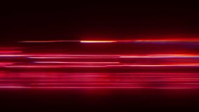 Abstract high speed light trails, neon red motion blur side view, futuristic urban traffic streaks, cyberpunk velocity seamless loop, 4K VJ loop.
Dynamic abstract footage showing a side view of horizontal red and white light trails processing at high speed. Futuristic neon motion blur background perfect for representing urban traffic, data flow, fiber optics, or digital acceleration. Perfect for VJ sets, tech presentations, and modern video backdrops. This seamless loop ensures smooth playback for extended video content. - Powered by Shutterstock - Get 15% off with code: PIKWIZARD15