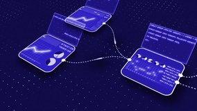 Animated  blue color big background data processing units processing data step by step matrix data analysis algorithms dashboard display futuristic design black technology 3D background - Powered by Shutterstock - Get 15% off with code: PIKWIZARD15