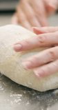 Hospitality, dough and hands in kitchen with kneading, baking or bread technique in food industry. Preparation, woman or chef with culinary process, cuisine service or pastry production in bakery. - Powered by Shutterstock - Get 15% off with code: PIKWIZARD15