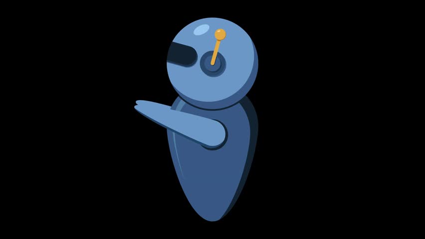 A stylized 3D blue robot figure with a friendly face, holding a metallic wrench in one hand, isolated on a dark background.
