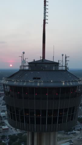 Cinematic Panoramic Tower View in San Antonio Texas at Sunset