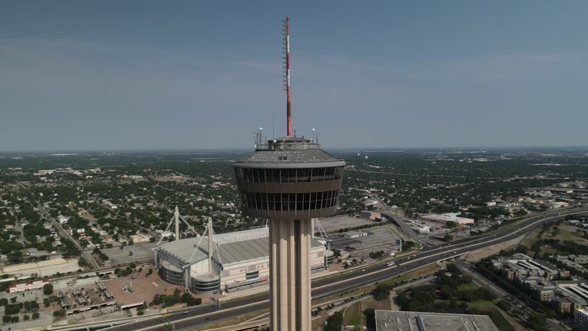 Cinematic Panoramic Tower View in San Antonio Texas at Sunset