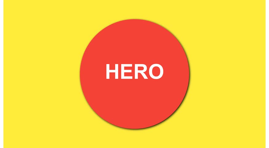 Stock featuring hero text animation on red circle and yellow background motion. with Hero and Text.