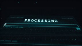 A futuristic digital interface displays a progress bar indicating data processing with a loading animation and percentage complete. - Powered by Shutterstock - Get 15% off with code: PIKWIZARD15