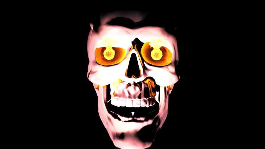 Classic Skull with fiery eyes transition
