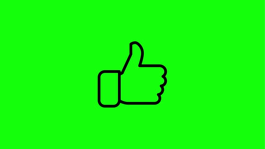 Black thumbs up icon on green background