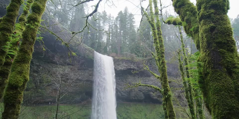 "The waterfall cascading down from the mountain looks breathtaking and magnificent."