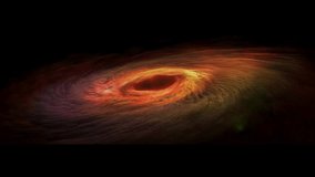 A stunning 3D graphic rendering of a swirling orange and yellow black hole accretion disk in space - Powered by Shutterstock - Get 15% off with code: PIKWIZARD15
