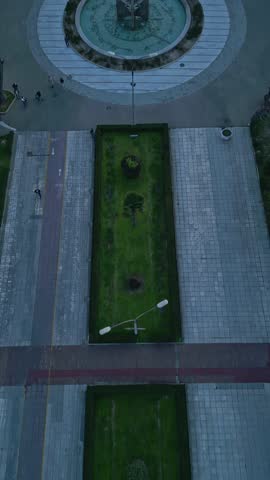 Aerial view of the famous bronze statue of Alexander the Great and the water fountains at the Nea Paralia waterfront in Thessaloniki, Greece.