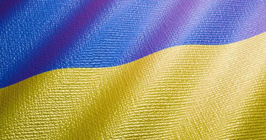 Flag of Ukraine, UA. Blue and yellow colors. 3d render video.