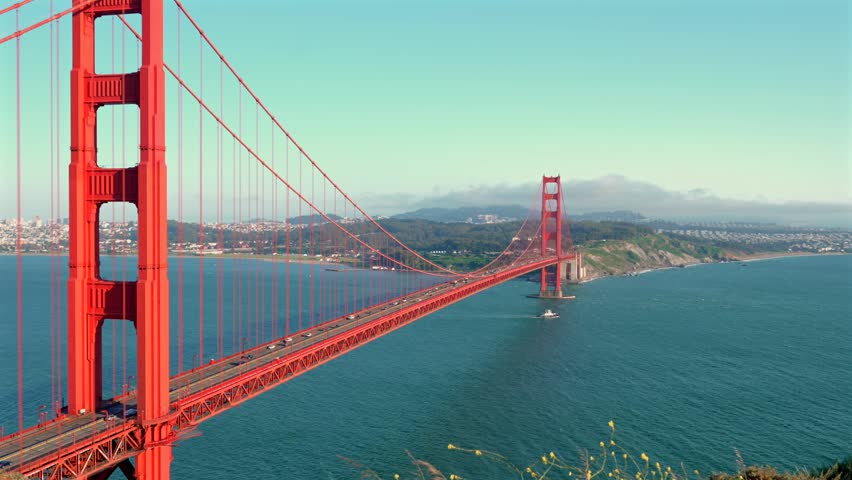 Golden Gate Bridge Panoramic View over San Francisco Bay