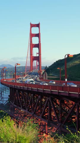 Golden Gate Bridge with Traffic and Marin Headlands San Francisco