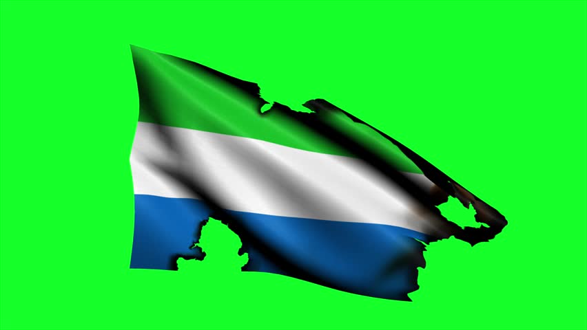 SIERRA LEONE Torn Flag Waving, Burned Distressed SIERRA LEONE Flag Animation Video with Alpha Mask