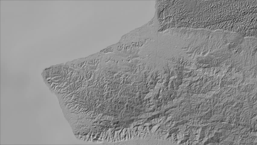 Aguada Municipality, Puerto Rico, extruded. Grayscale map