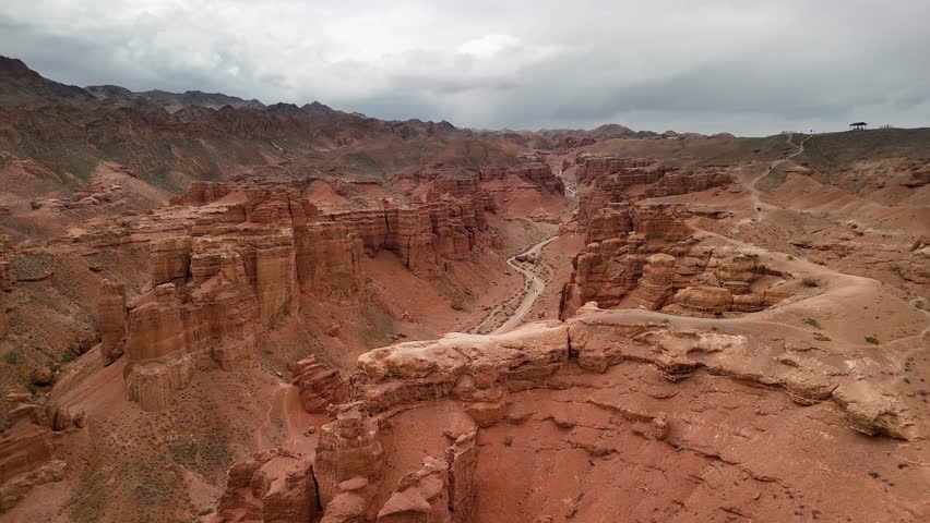 Aerial View of Charyn Canyon National Park in Kazakhstan