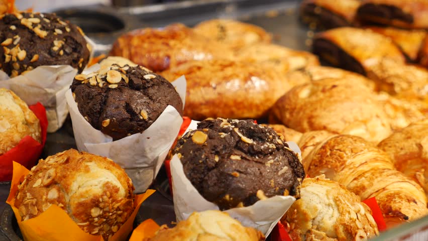 Delicious baked goods displayed at local bakery