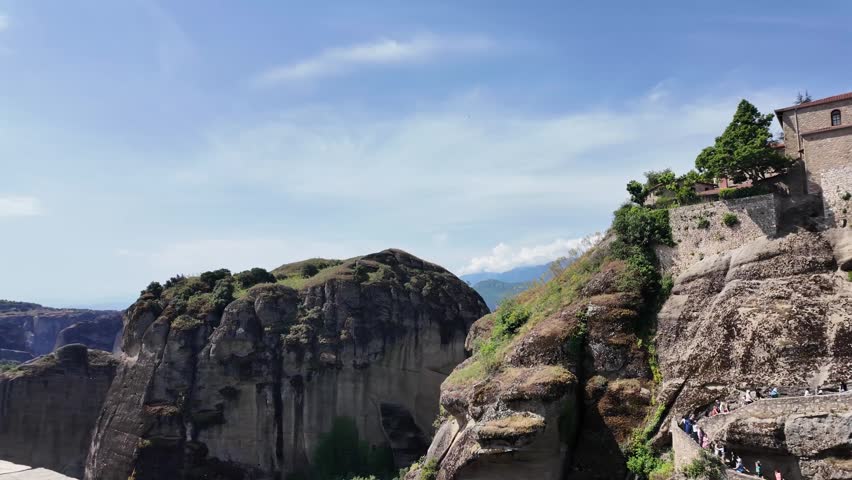 Spring Panoramic view of Meteora Monasteries, Thessaly, Greece