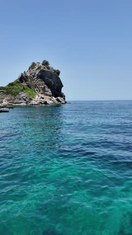 Amazing Panorama of Coastline of Skopelos near Agios Ioannis church, Sporades, Thessaly, Greece