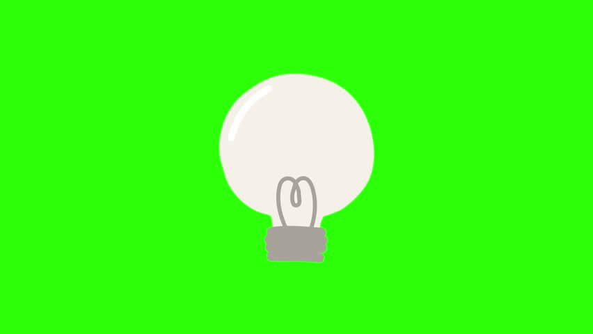 doodle hand draw light bulb idea animation overlay green screen background chroma key