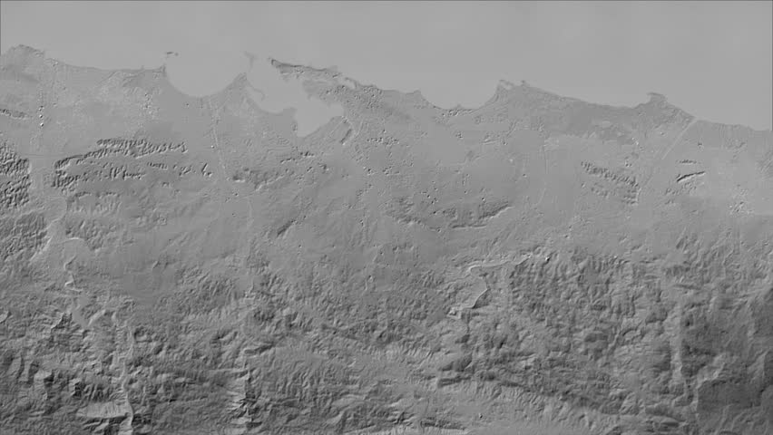San Juan Municipality (Capital), Puerto Rico, extruded. Grayscale map
