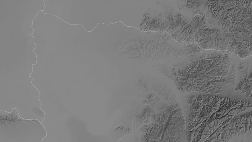 Timis County, Romania, extruded. Grayscale map