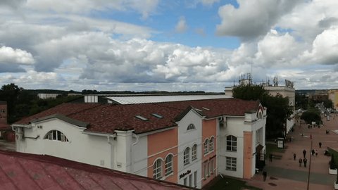Aerial Pullback above Dmitrov Pedestrian District