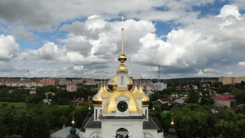 Drone Flying Away Church Dmitrov