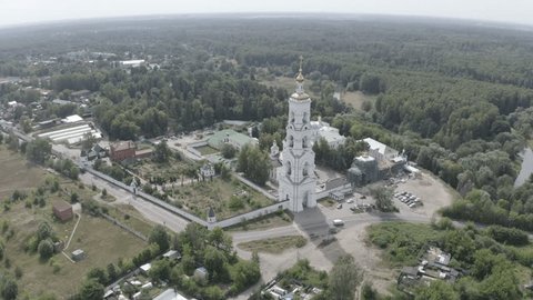 Drone Flying Sideways near Monastery Bell Tower