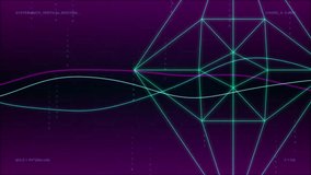 Abstract data visualization with glowing cyan wireframe and mathematical formulas on a purple digital background. - Powered by Shutterstock - Get 15% off with code: PIKWIZARD15