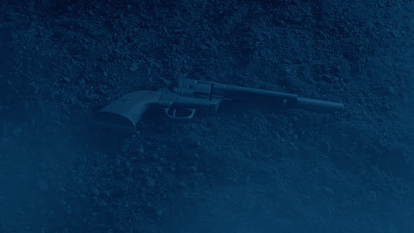 Old West Gunfight, Gun On Ground In Smoke