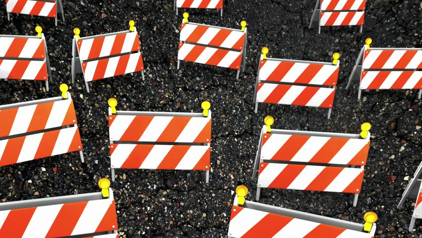 Connecticut CT State Map Road Construction Project Traffic Signs Barriers Barricades 3d Animation