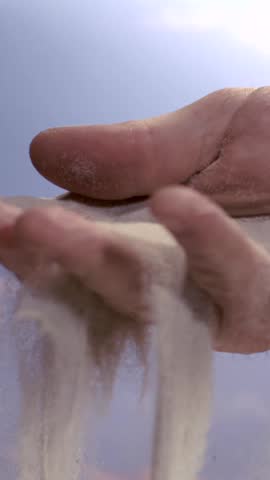  Fingers Letting Sand Fall Super Slow Motion, Closeup