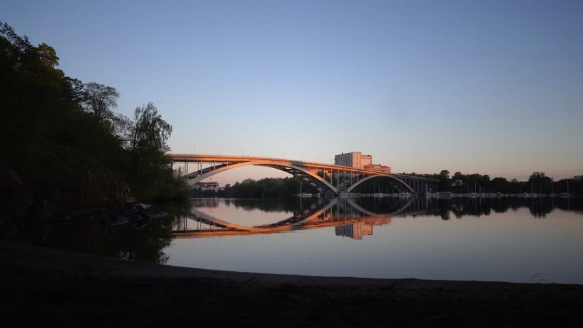 Stockholm, Sweden A dawn view of the Western Bridge between Sodermalm and Kungsholmen. 