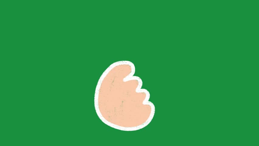 Hand Drawn Finger Heart Animation Overlay with Cute Cartoon K-Pop Love Gesture Hand Asset on Green Screen