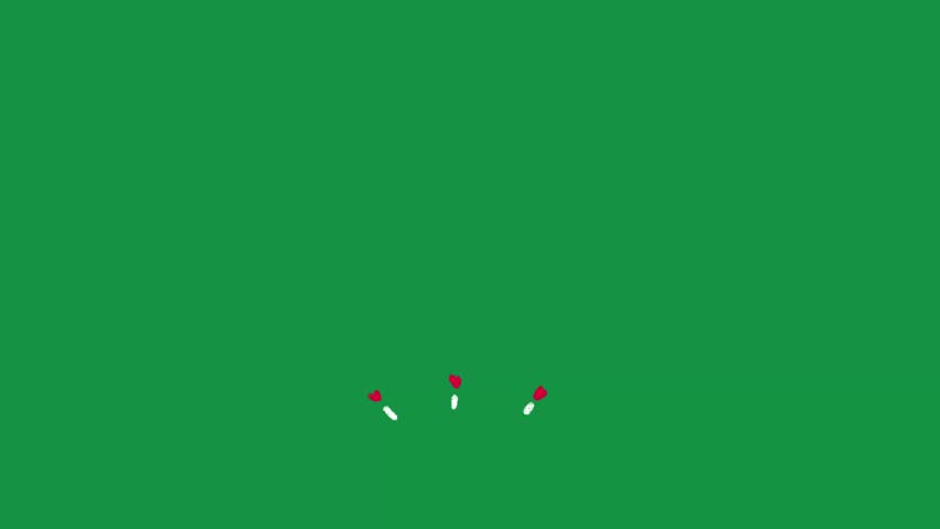 Hand Drawn Red Heart Pop Romantic Accents Animation on Green Screen Background