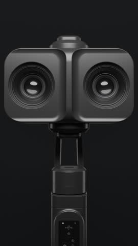 Dual lens camera gimbal close up