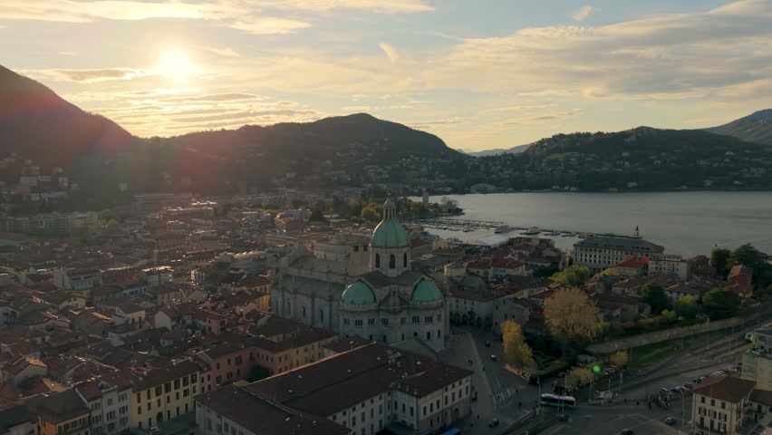 Aerial view of the Cattedrale Santa Maria, Como. Italy