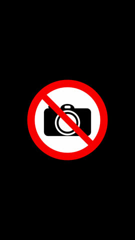 Vertical Video No Photography Prohibited Sign Animation. Mobile Portrait No Photo Camera Warning Icon Motion Graphics. Alpha Channel Included, Transparent Background, Seamless Loop.