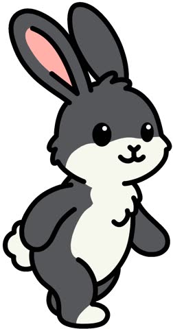 Cute Gray Bunny Cartoon Illustration