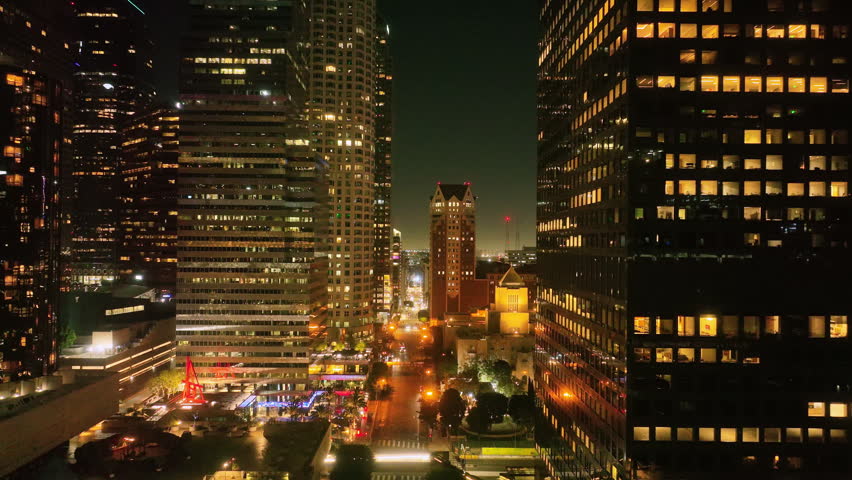 Los Angeles night timelapse. LA skyline aerial video. Los Angeles city night lights from drone. Los Angeles skyline in motion. Night aerial view of LA. Los Angeles night drone shot.
