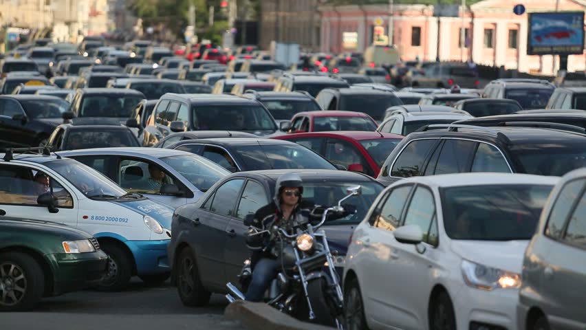 MOSCOW - JUNE 13: Cars stands in traffic jam on the city center, June 13, 2013,