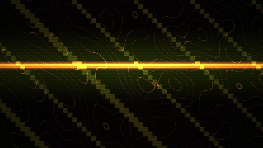 A bright yellow line glowing on a dark background with diagonal lines