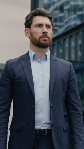 Confident Caucasian businessman portrait outdoor downtown smiling crossed arms happy business owner man looking at camera posing guy adult male leader broker trader investor salesman employer in city