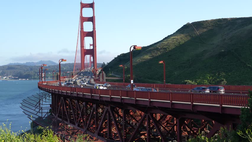 Golden Gate Bridge with Traffic over San Francisco Bay California